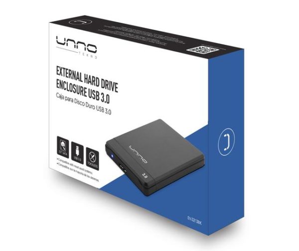 gris Evacuación impermeable Caja Para Disco Duro Externo USB 3.0 Unno Tekno - Intelcomp Honduras