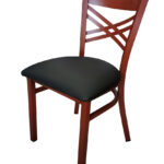 Silla metal diseño de cruceta con estructura burgundy, asiento vinil negro o burgundy