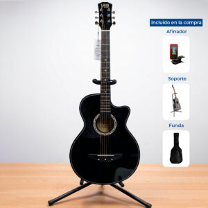 Guitarra acustica LBQ con cuerpo de mader diferentes colores y cuerdas de metal